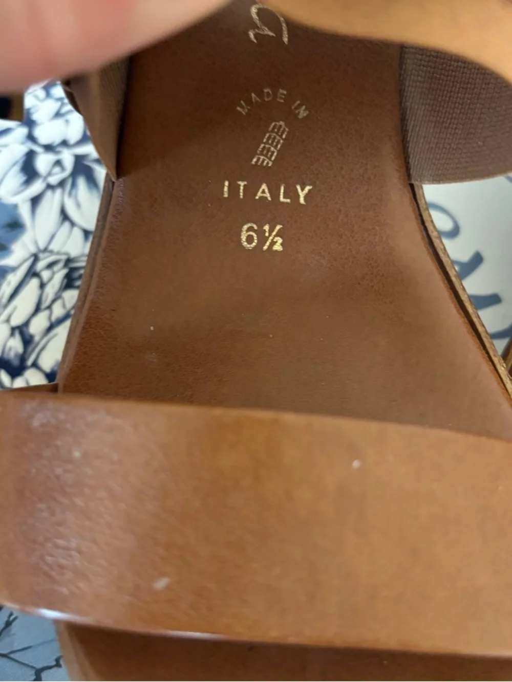 Toscanella Brown Leather Wedge Sandals Size 6.5 Made in Italy